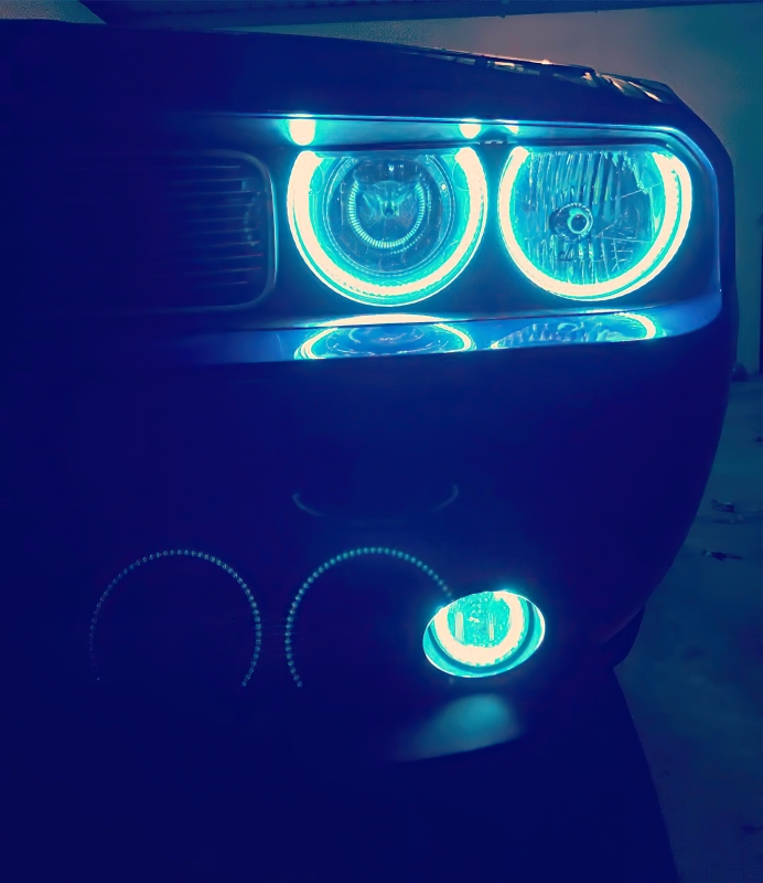 Dodge Challenger Headlight Halo Kit - ORACLE Lighting - LED Projector - Blue - `08-`14